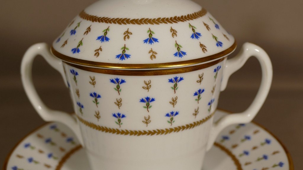 Trembleuse Cup With Cornflowers Or Cornflowers, Old Nyon, Limoges Porcelain, Raynaud-photo-3