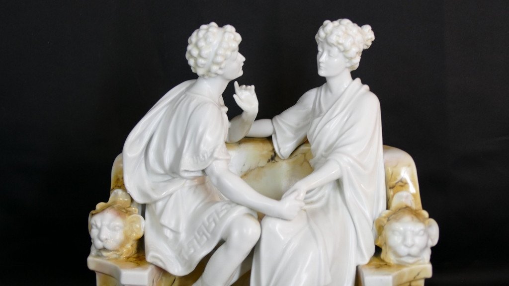 The Galante Conversation, German Porcelain Group Altenburg Saxony, 1900 Period-photo-2