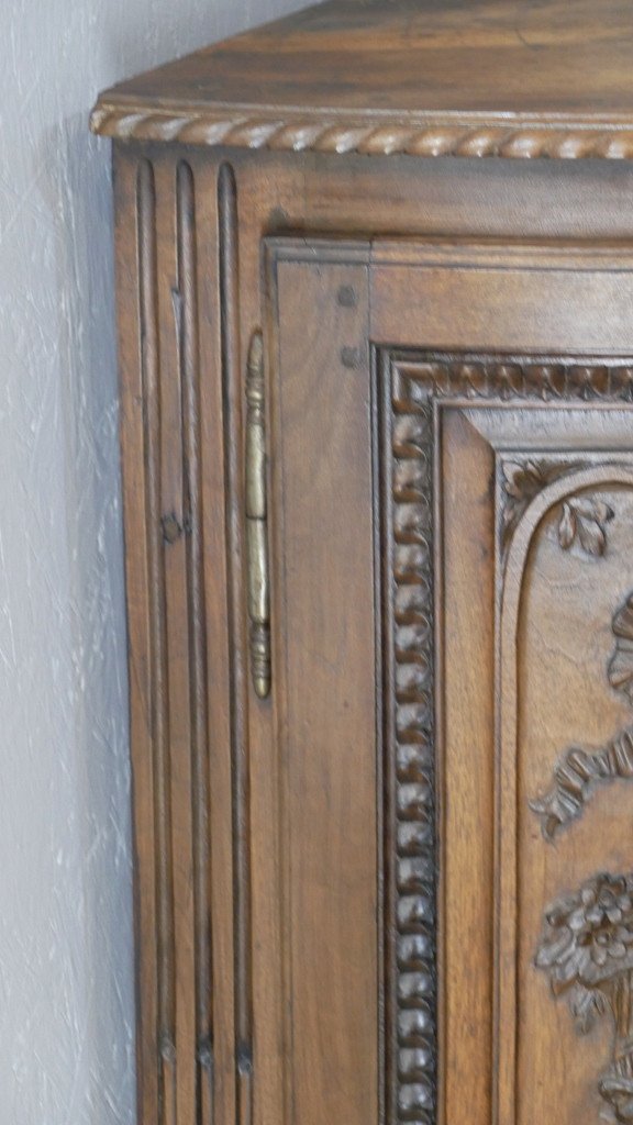 Louis XVI Corner In Carved Walnut Basket Of Flowers And Ribbons, Eighteenth Time-photo-2