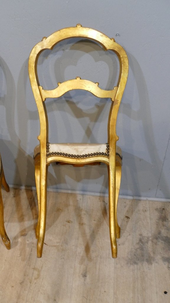 Paire De Chaises Bois Doré Style Louis XV Rocaille, époque 1900-photo-7