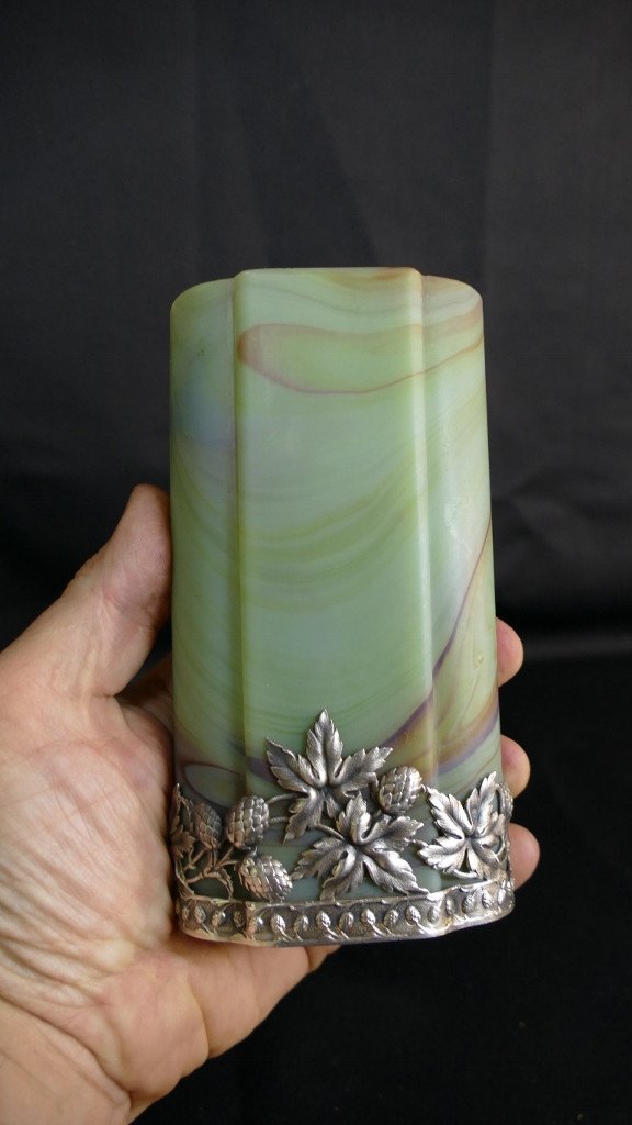 Sèvres Marbled Crystal Vase And Art Nouveau Mount In Sterling Silver-photo-4