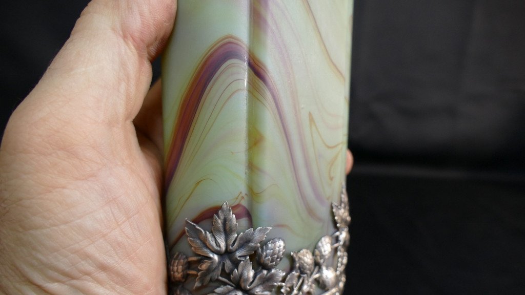 Sèvres Marbled Crystal Vase And Art Nouveau Mount In Sterling Silver-photo-5