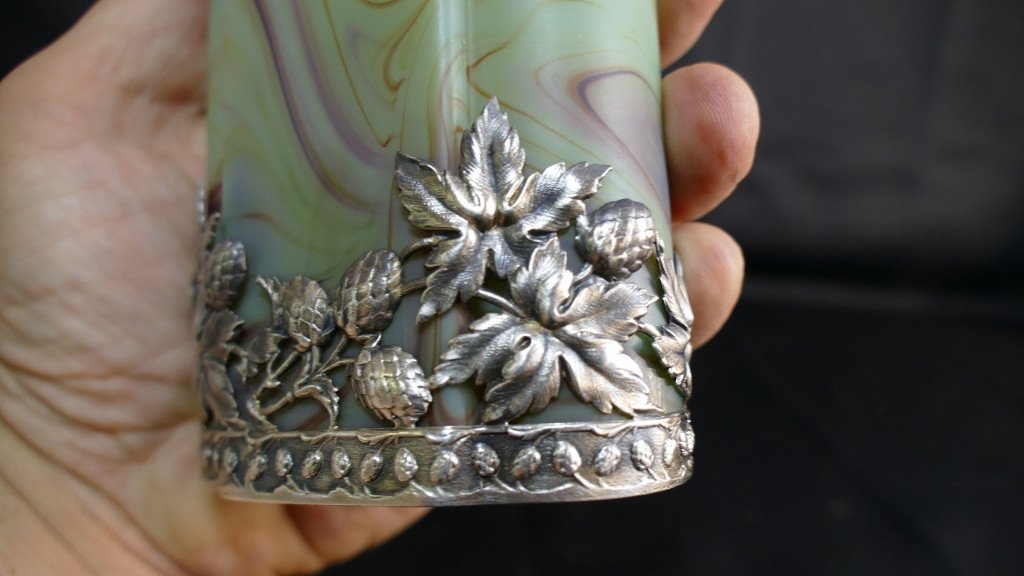 Sèvres Marbled Crystal Vase And Art Nouveau Mount In Sterling Silver-photo-7