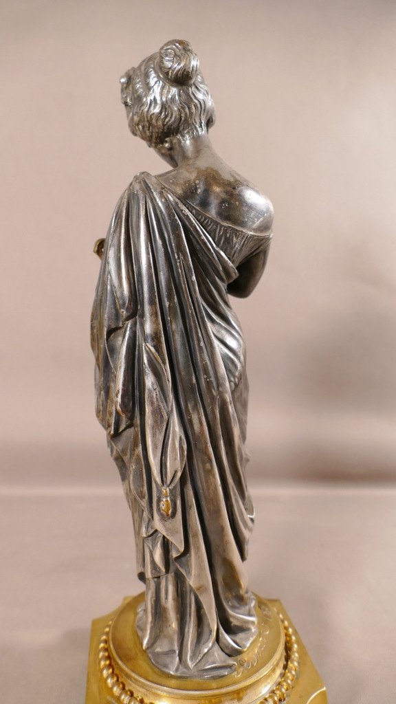 Victor Evrard, Hébé Goddess Of Youth, Silver And Gilt Bronze Statuette, Dated 1857-photo-4