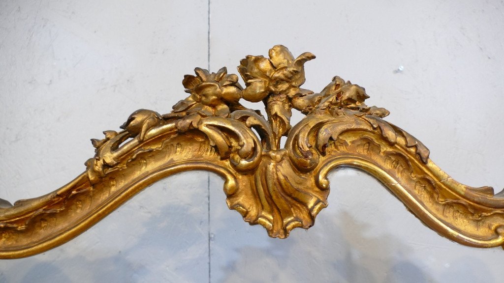 Paravent En Bois Doré Et Soie De Style Louis XV époque XIX ème Siècle-photo-4