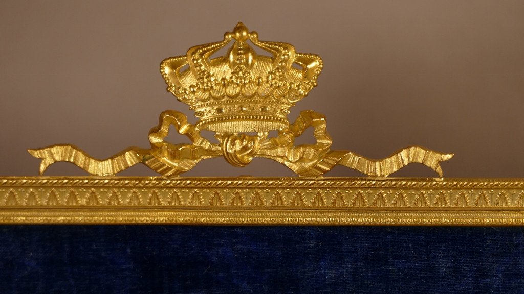 Double Photo Frame In Gilt Bronze With The Royal Crown, 19th Century-photo-1