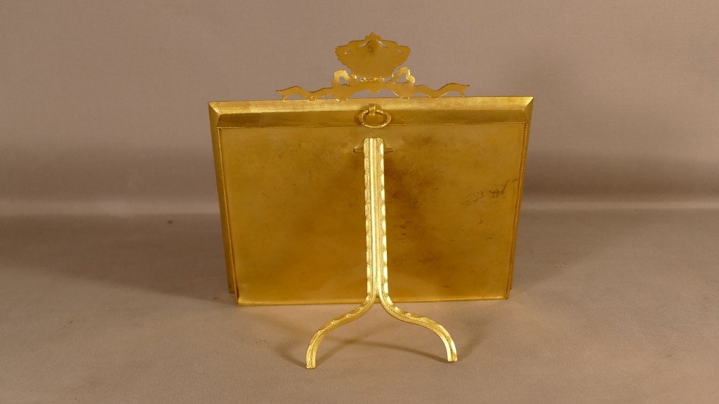 Double Photo Frame In Gilt Bronze With The Royal Crown, 19th Century-photo-3