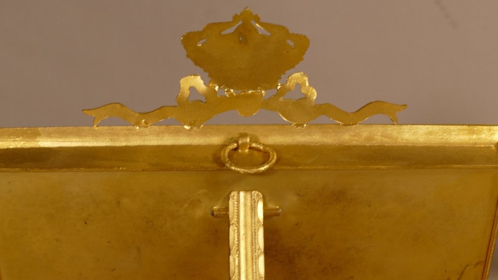 Double Photo Frame In Gilt Bronze With The Royal Crown, 19th Century-photo-4