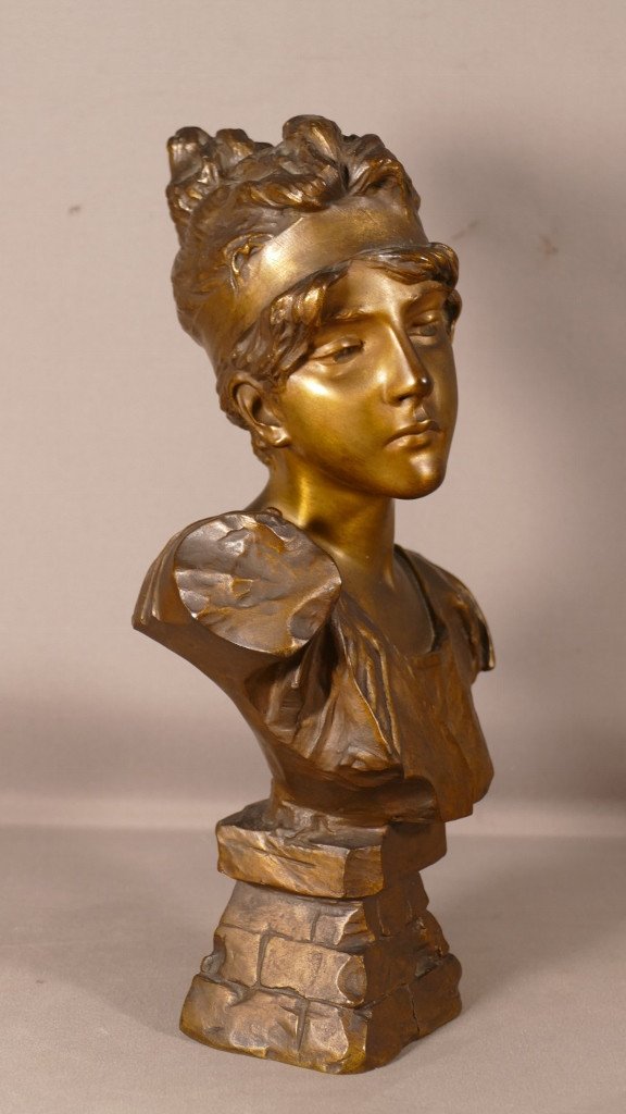 Emmanuel Villanis (1858-1914), Buste En Bronze d'Une Jeune Femme, époque Fin XIX ème-photo-2