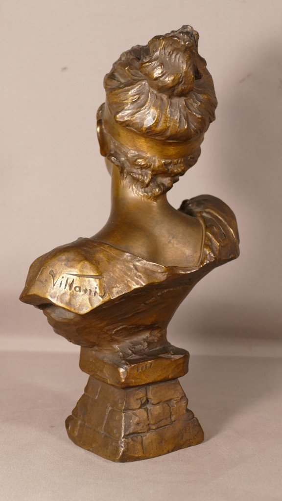 Emmanuel Villanis (1858-1914), Buste En Bronze d'Une Jeune Femme, époque Fin XIX ème-photo-4