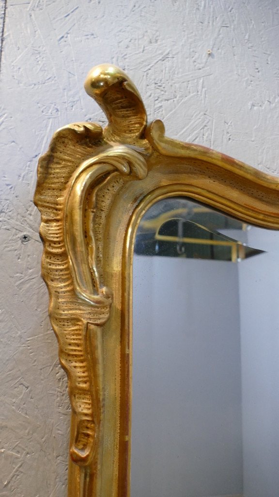 Louis XV Style Mirror In Wood And Gilded Stucco, 19th Century Period-photo-2