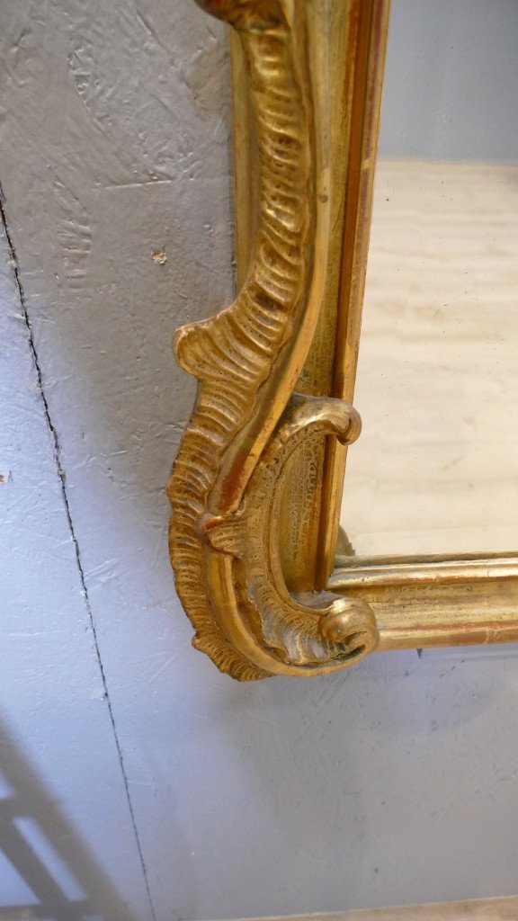 Louis XV Style Mirror In Wood And Gilded Stucco, 19th Century Period-photo-5