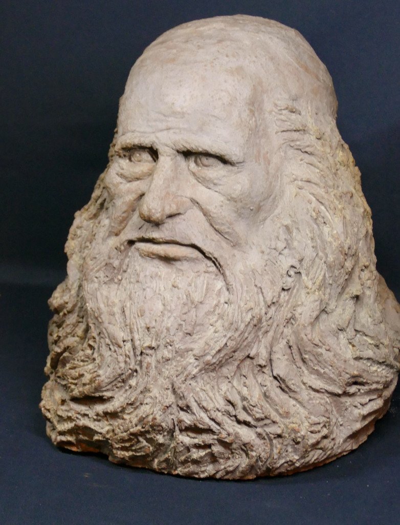 Leonardo Da Vinci, Terracotta Bust Of The Master, Early 20th Century-photo-2