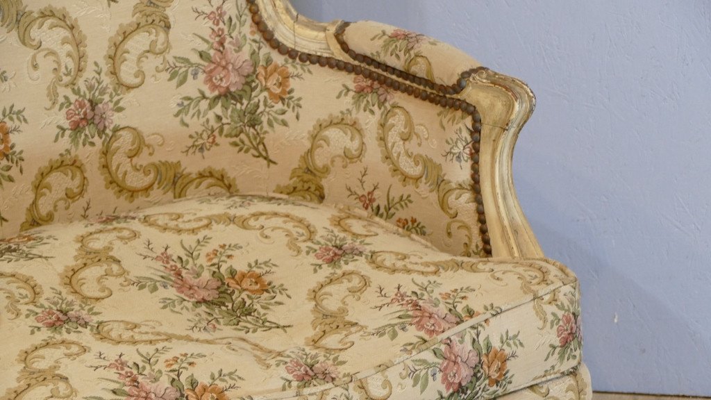 Bergère De Style Louis XV En Bois Peint, époque XIX ème Siècle-photo-4