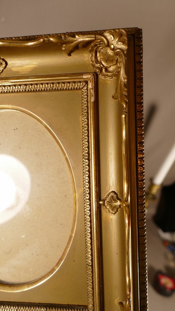 Louis XV Style Frame In Wood And Golden Stucco, Late 19th Century-photo-3