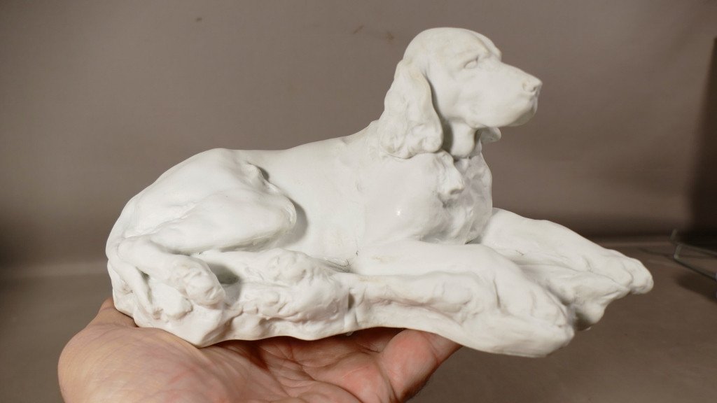 Le Chien, Statuette En Biscuit De Porcelaine Signé Jules Desbois, Début XX ème-photo-5