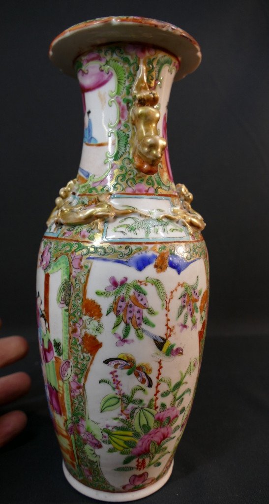 Petit Vase En Porcelaine Chinoise De Canton, époque Début XX ème-photo-4