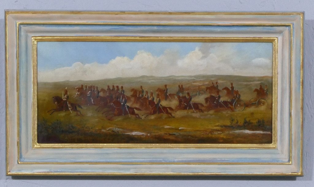 The Charge Of The Cavalry, Oil On Canvas 19th Century, Military Painting