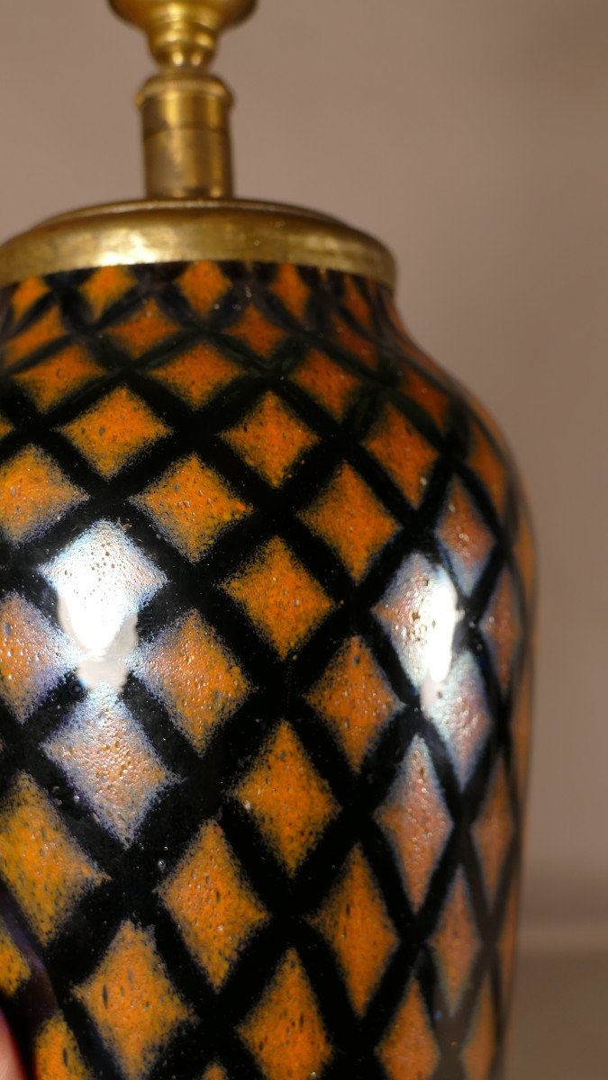 Acid-cleared Favrile Glass Lamp Base, Cross-style Style, Circa 1900-photo-4