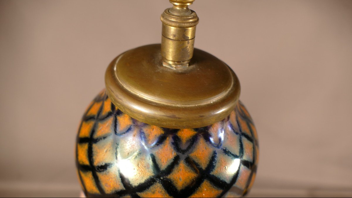 Acid-cleared Favrile Glass Lamp Base, Cross-style Style, Circa 1900-photo-7