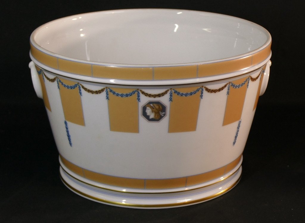 Chastagner Limoges, Neoclassical Porcelain Cache Pot, Circa 1980