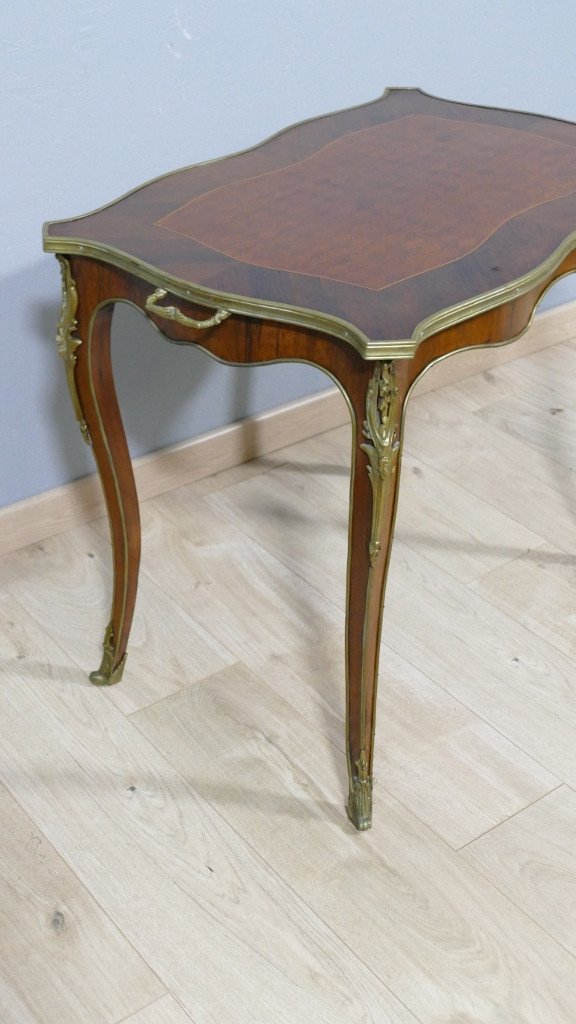 Table De Salon Volante De Style Louis XV En Frisage De Palissandre Et Bois De Rose, Fin XIX &egrave;me-photo-3