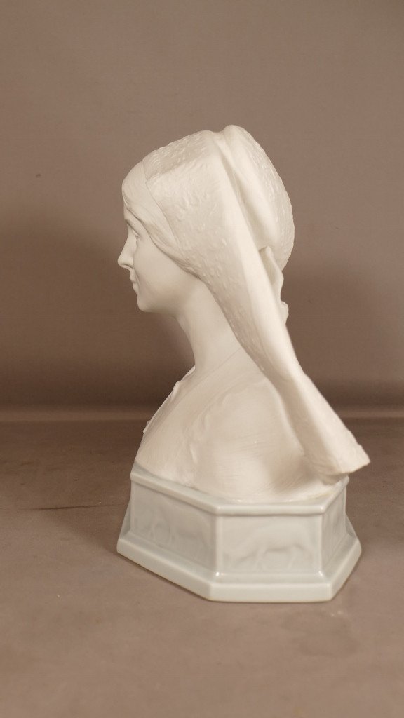 The Limousine Shepherdess, Limoges Porcelain Biscuit Bust, Late 19th Century-photo-6