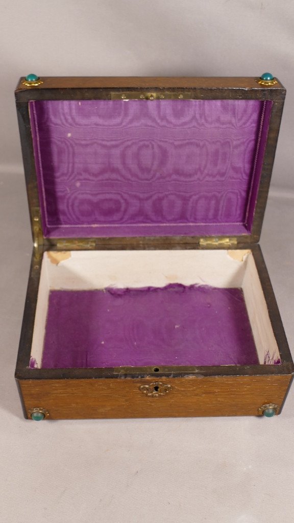 Napoleon III Jewelry Box In Oak, Mother-of-pearl And Porcelain, 19th Century-photo-4