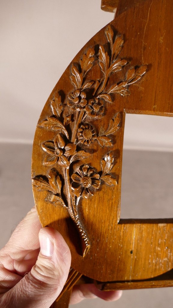 The Painter's Palette Photo Frame In Carved Walnut Wood, Early 20th Century-photo-3