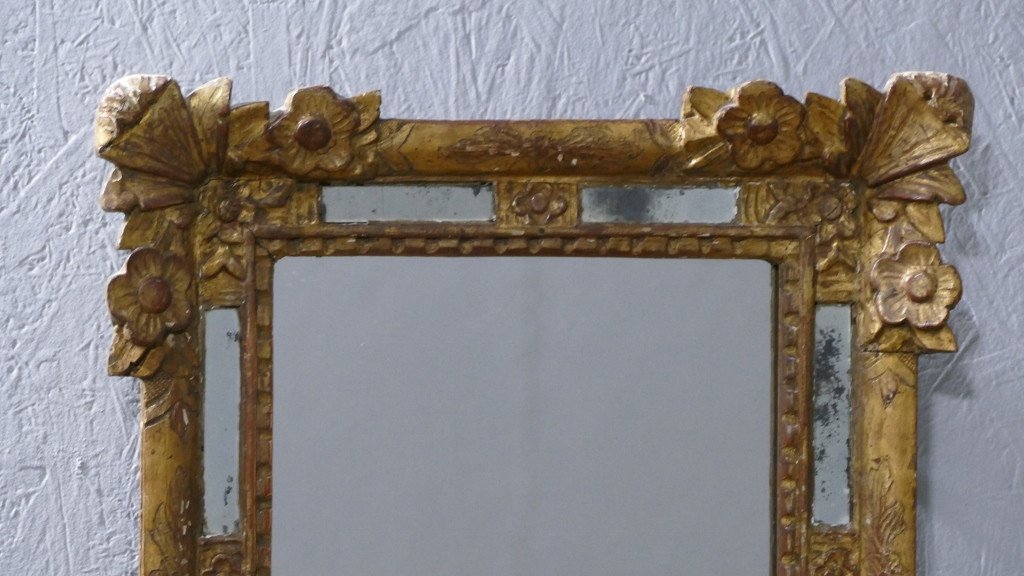 Louis XIV Period Mirror In Carved Golden Wood, Early 18th Century-photo-3