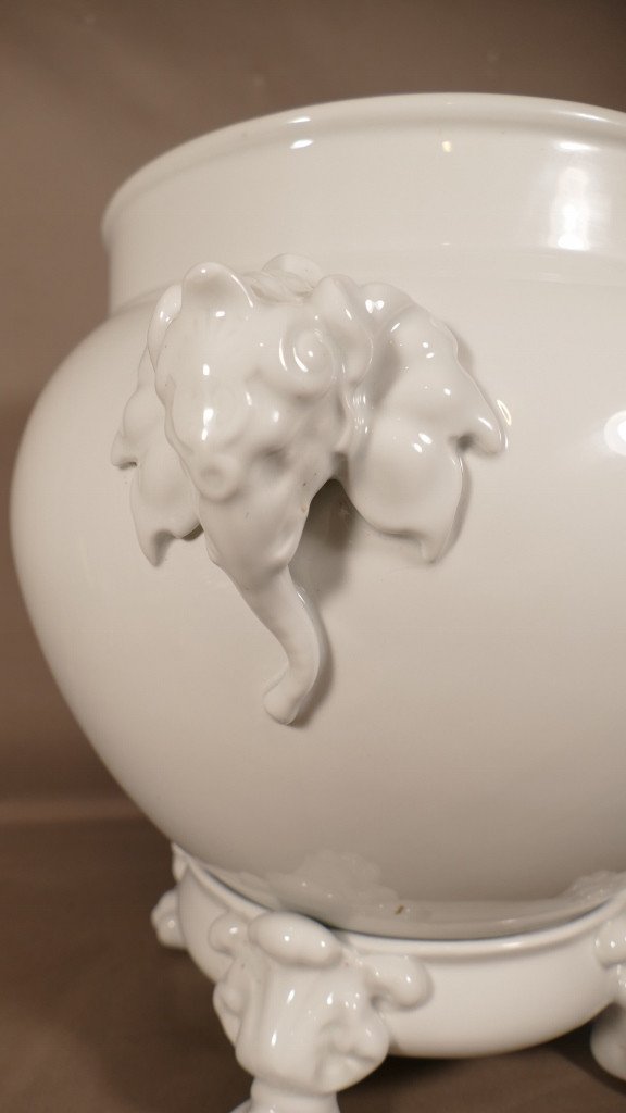 Important Elephant Planter In White Limoges Porcelain, Early 20th Century-photo-4