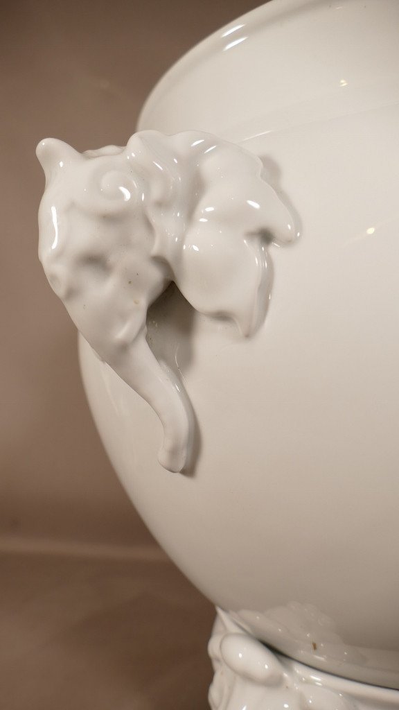 Important Elephant Planter In White Limoges Porcelain, Early 20th Century-photo-1