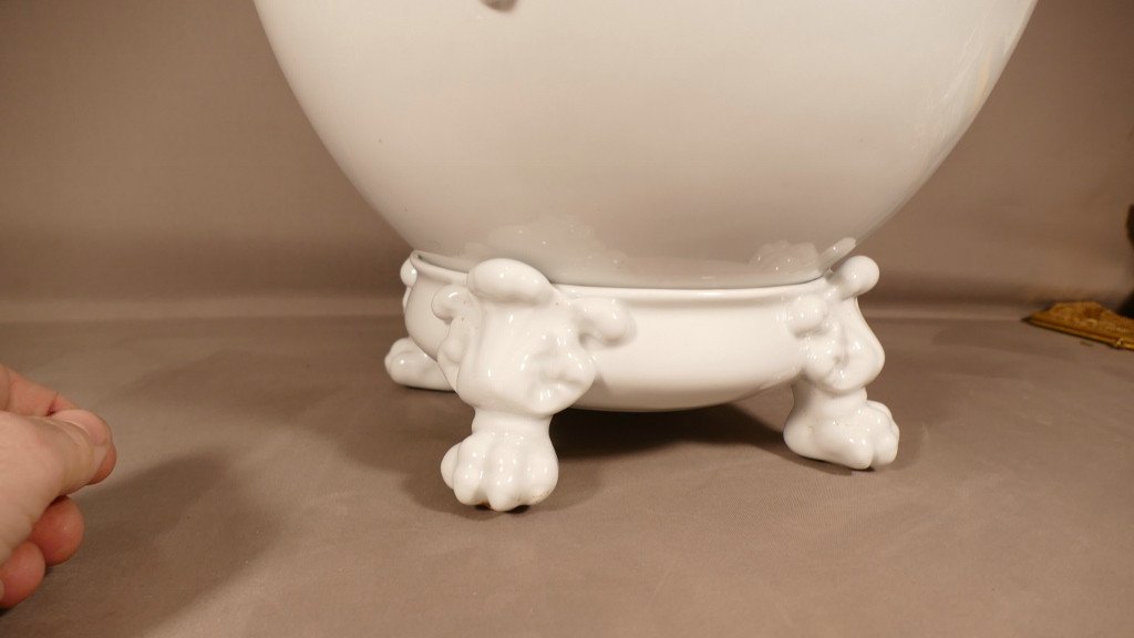 Important Elephant Planter In White Limoges Porcelain, Early 20th Century-photo-2