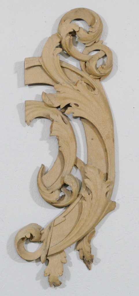 Feuilles d'Acanthe, élément De Boiserie, Bois Sculpté, Chêne, XVIII ème Siècle