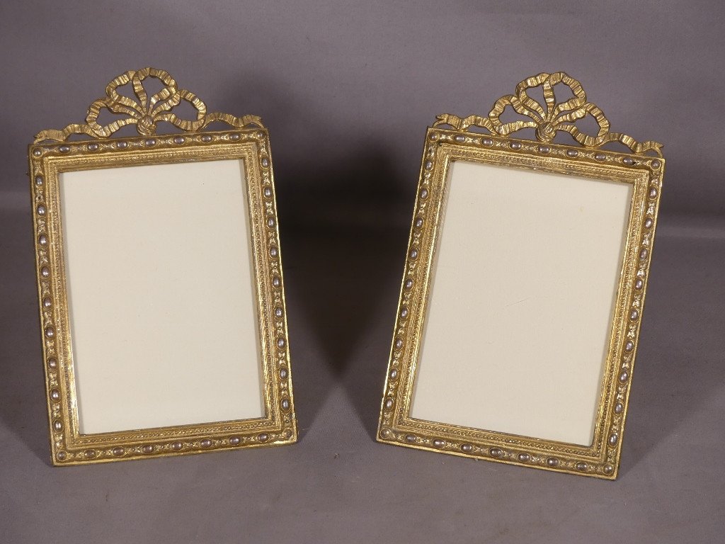 Pair Of Louis XVI Style Gilt Bronze Photo Frames, Early 20th Century