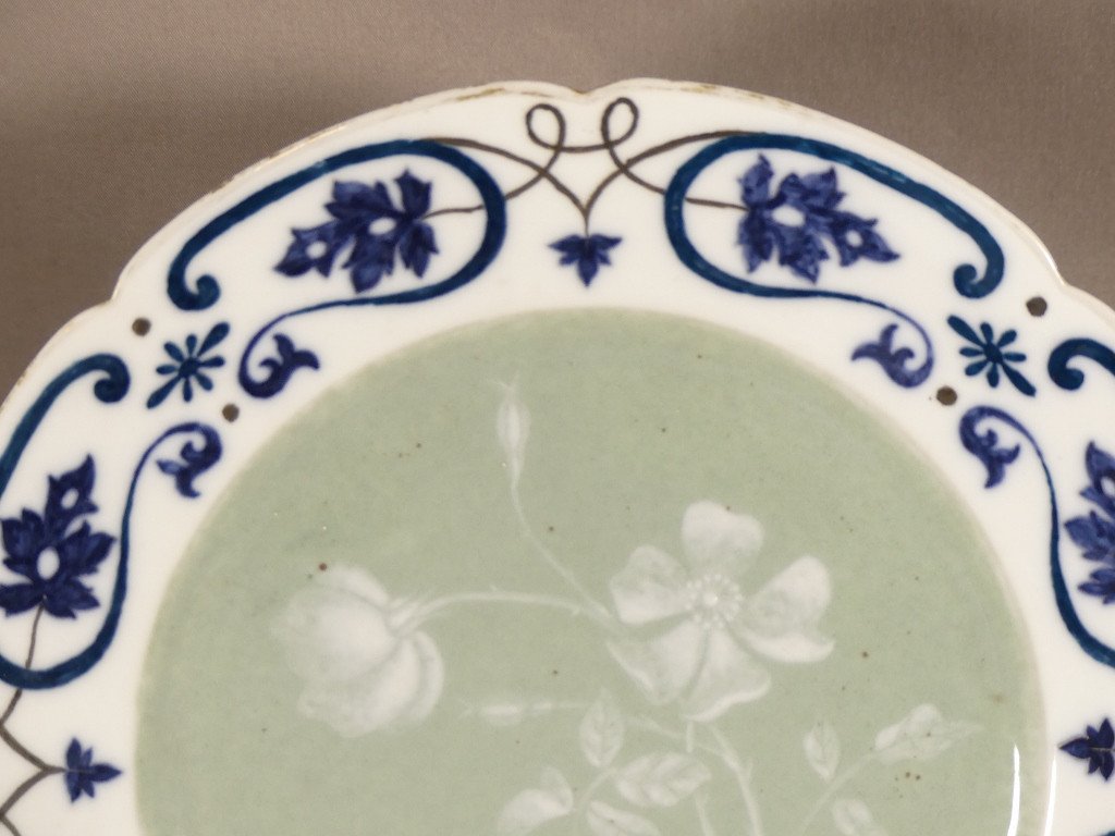 Auguste Riffaterre, Rare Assiette Décorative En Pâte Sur Pâte Porcelaine De Limoges Art Nouveau-photo-2