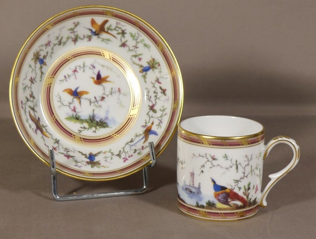 Bernardaud, Bird Landscape, Litron Cup, Former Royal Limoges Porcelain Manufacture