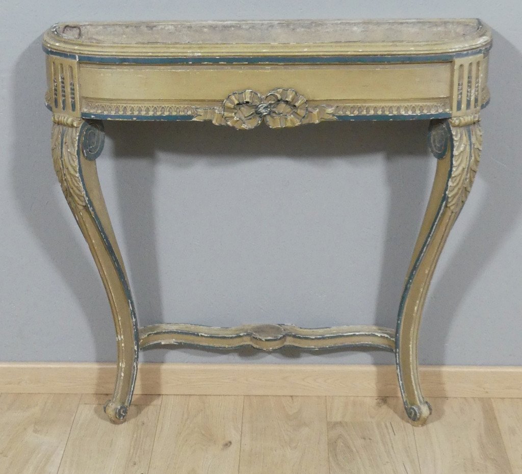 Louis XVI Transitional Planter Console In Carved Lacquered Wood, 19th Century Period-photo-2