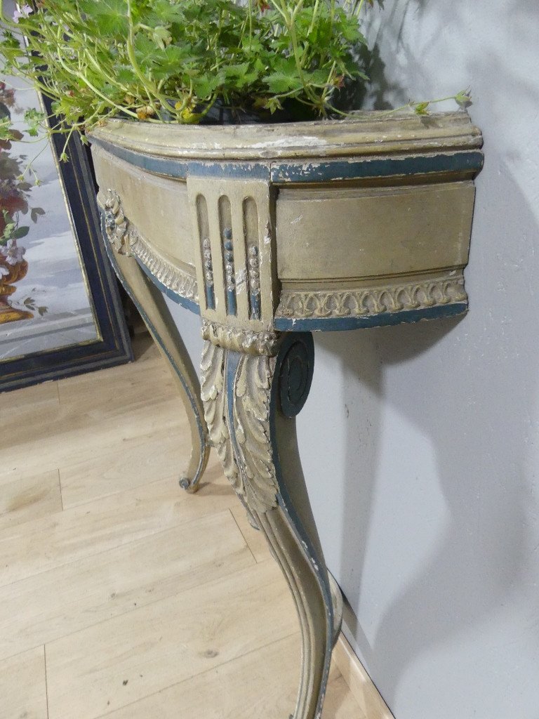 Louis XVI Transitional Planter Console In Carved Lacquered Wood, 19th Century Period-photo-8