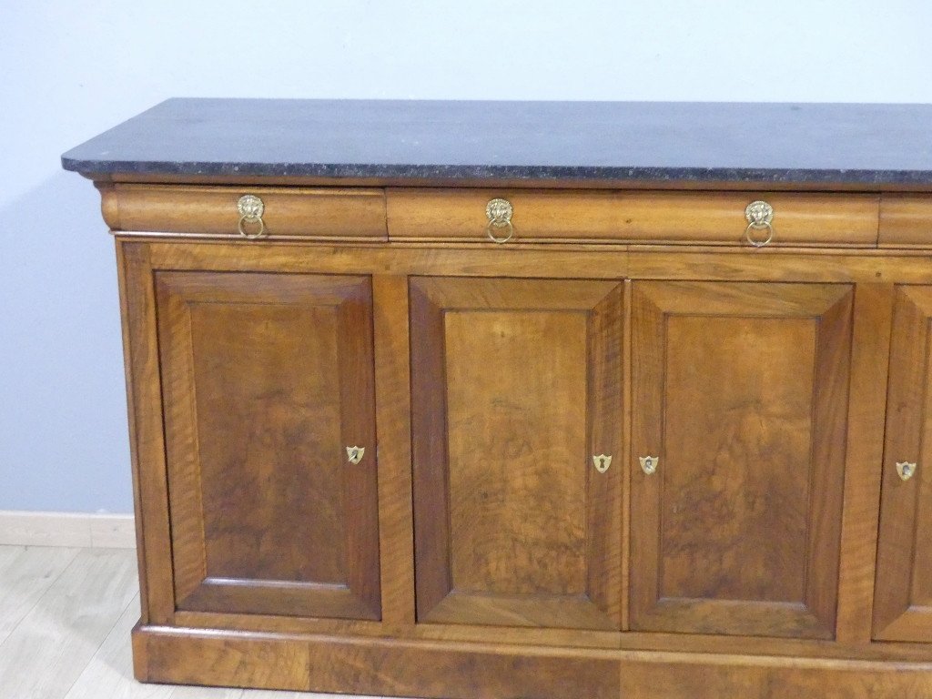 Louis Philippe Sideboard In Doucine, Walnut And Black Marble Top, Early 19th Century-photo-1