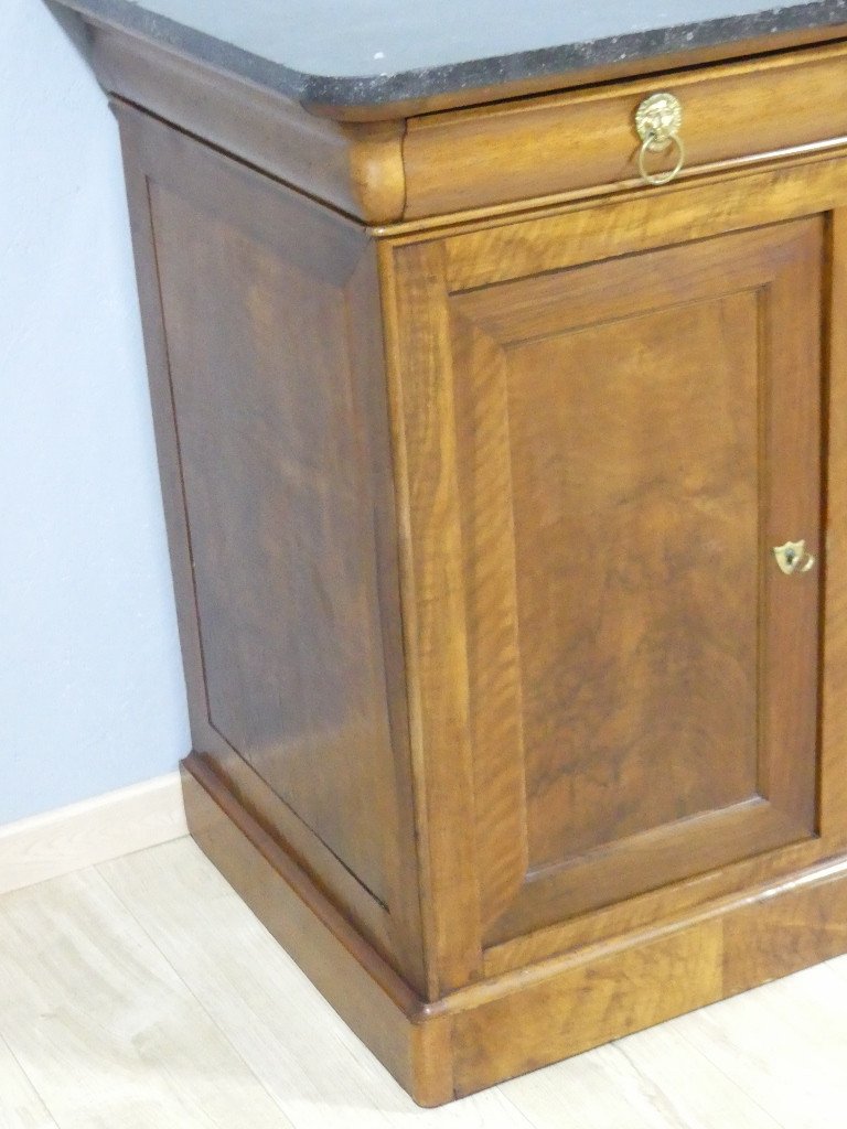 Louis Philippe Sideboard In Doucine, Walnut And Black Marble Top, Early 19th Century-photo-2