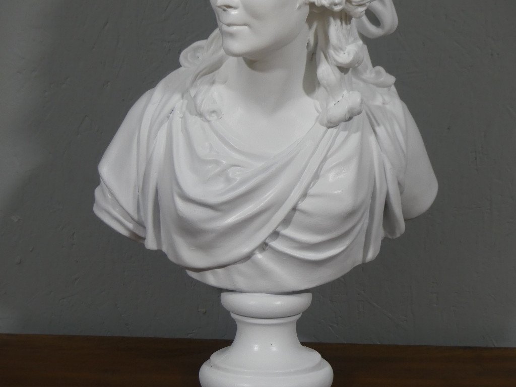 Bust Of The Countess Of Sabran After Houdon In Painted Plaster, Early 20th Century-photo-3