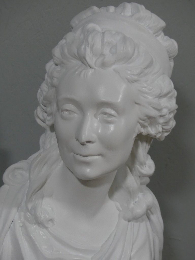 Bust Of The Countess Of Sabran After Houdon In Painted Plaster, Early 20th Century-photo-4