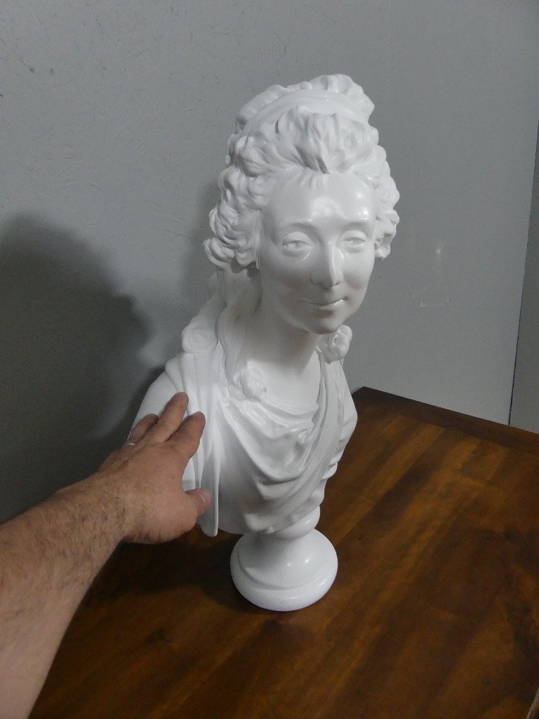 Bust Of The Countess Of Sabran After Houdon In Painted Plaster, Early 20th Century-photo-4