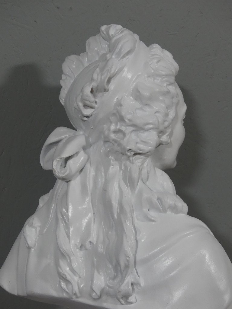 Bust Of The Countess Of Sabran After Houdon In Painted Plaster, Early 20th Century-photo-6