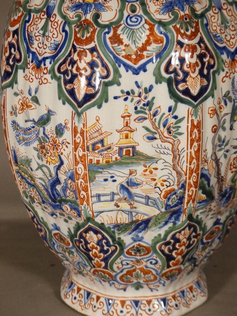 Delft XIX ème, Jarre, Vase Couvert Dans Le Goût De La Chine En Faïence-photo-4