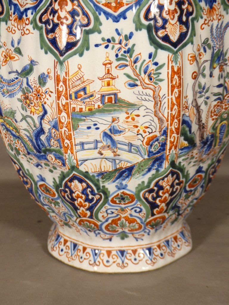 Delft XIX ème, Jarre, Vase Couvert Dans Le Goût De La Chine En Faïence-photo-1