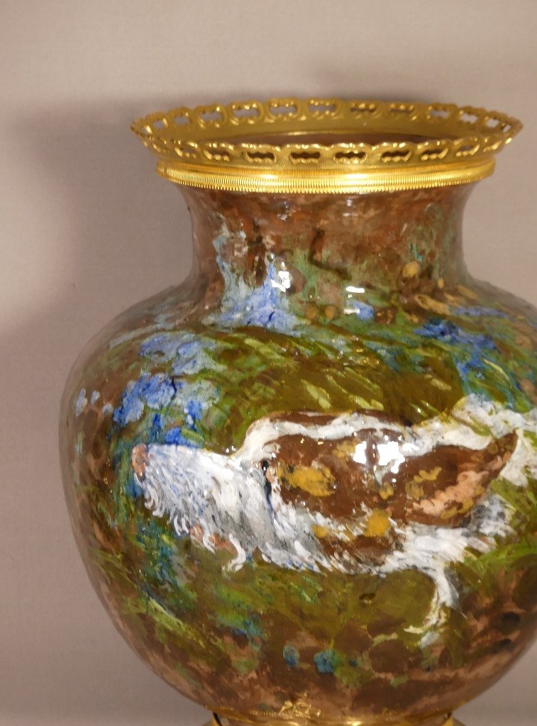 Philibert Léon Couturier For Haviland Limoges, Atelier d'Auteuil Impressionist Vase With Rooster-photo-2
