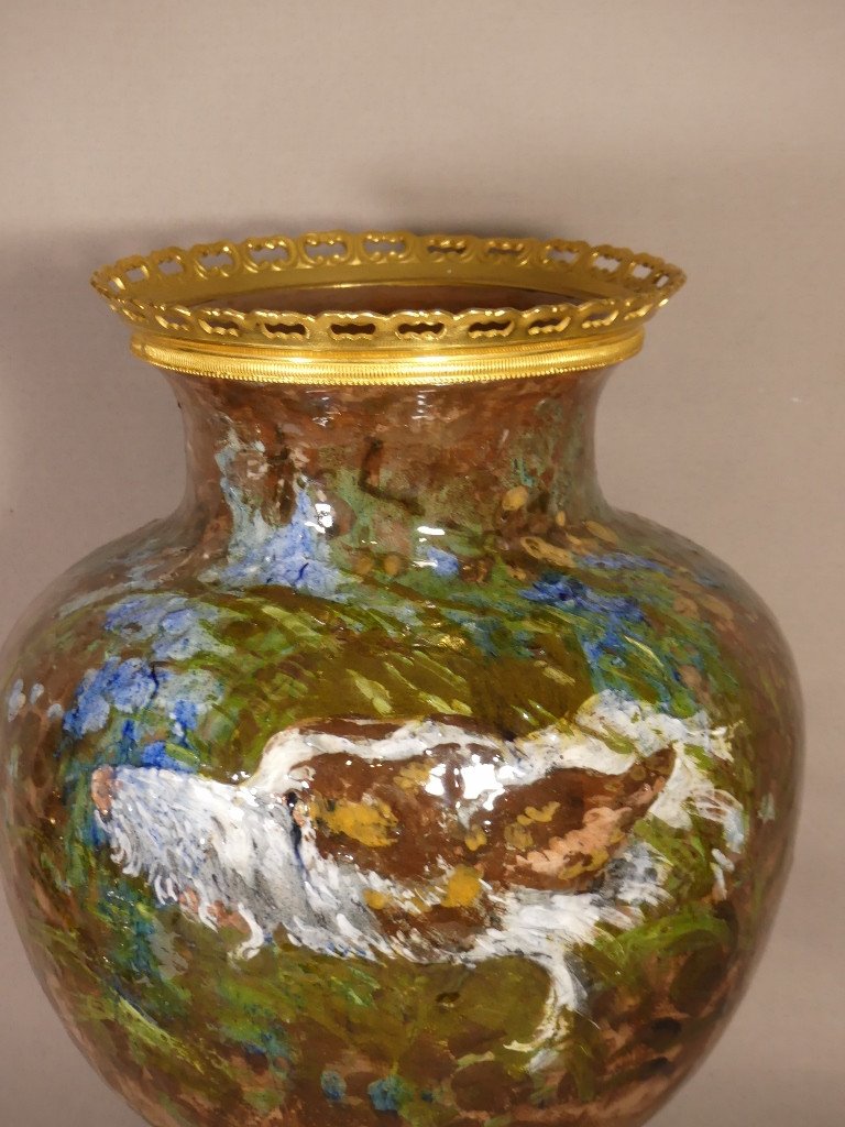 Philibert Léon Couturier For Haviland Limoges, Atelier d'Auteuil Impressionist Vase With Rooster-photo-1