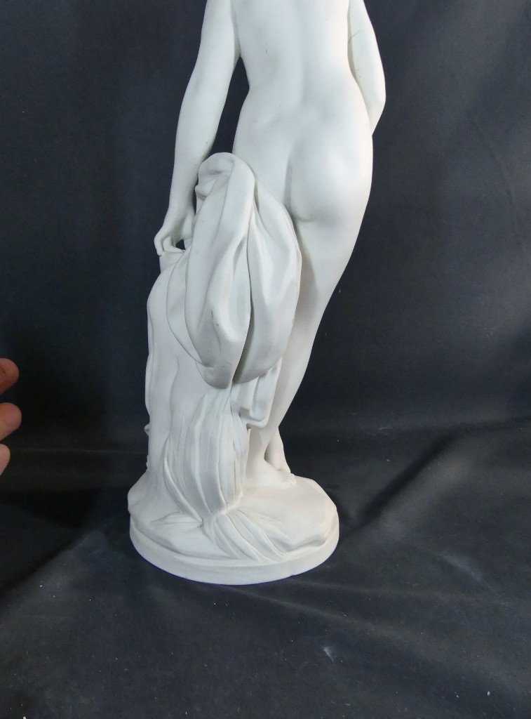 La Baigneuse d'Après Falconet, Sculpture En Biscuit De Porcelaine, époque XIX ème-photo-5